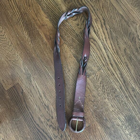 Fossil Wide Brown Twisted Leather Belt - Picture 4 of 8